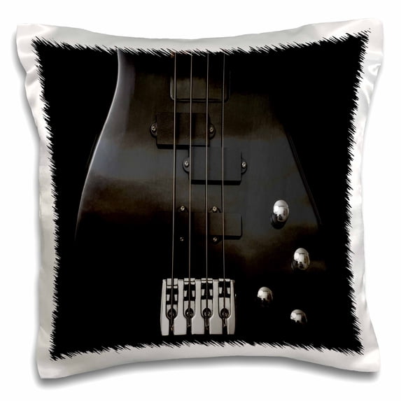 3drose, Image of Dark Gray Bass Guitar Closeup, 16x16 inch Pillow Case