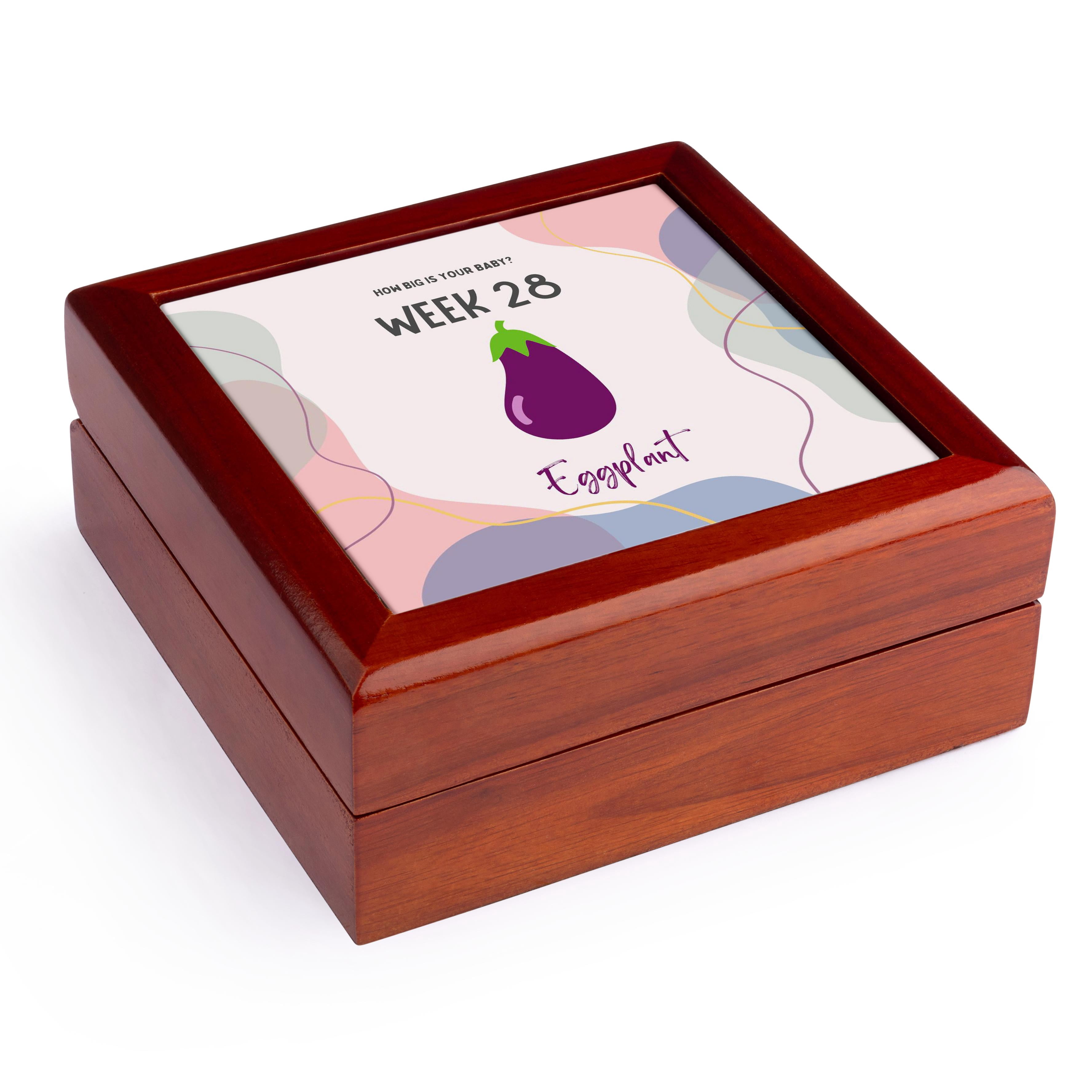 3dRose, Image of Eggplant how big is your baby week 28, Jewelry Box 5.5x5.5 inch with 4 inch tile