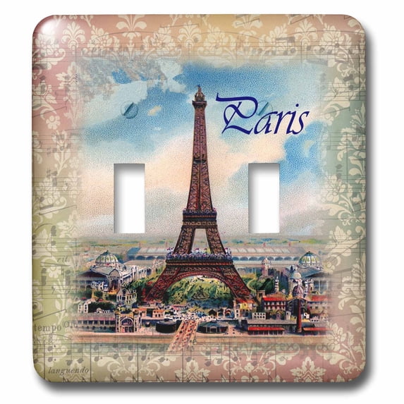 3dRose, Image of Eiffel Tower On Old Music Sheet With Word Paris, double toggle switch