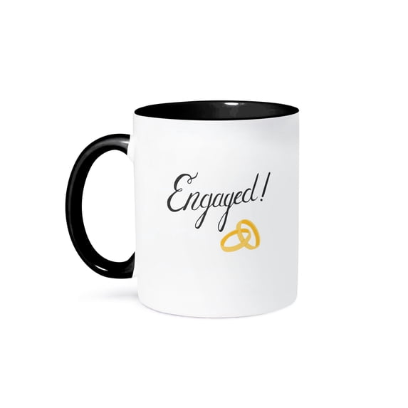 3dRose, Image of Engaged Quote, 11oz Two-Tone Black Mug