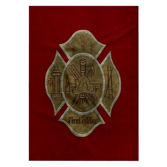 3dRose, Image of Firefighter Emblem Design, Gray Ribbon Look on Red or Maroon , 22x30 Bath Hand Pool Towel