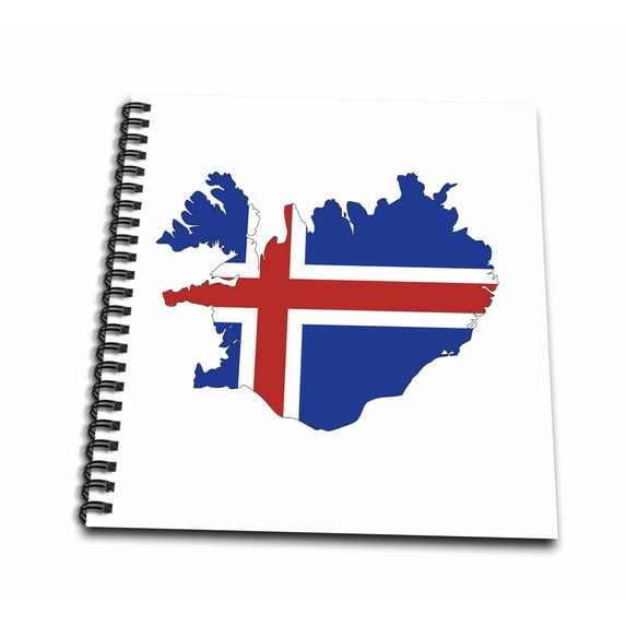 3dRose, Image of Flag Of Iceland Makes Up Map Outline, Drawing Book 8 x 8 inch