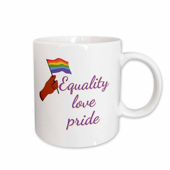 3drose, Image of Flag with Text Equality Love Pride, 15oz Mug