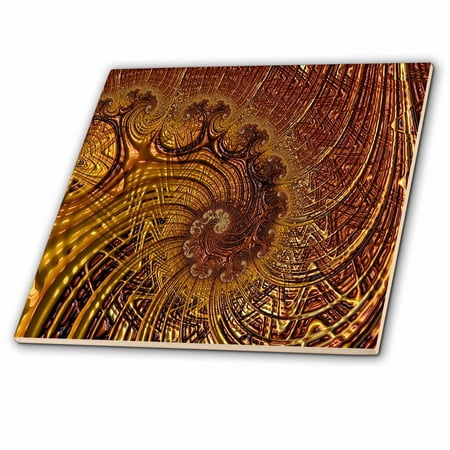 3dRose, Image of Fractal Abstract Of Copper Whirls and Lines, 6 Inch Ceramic Tile