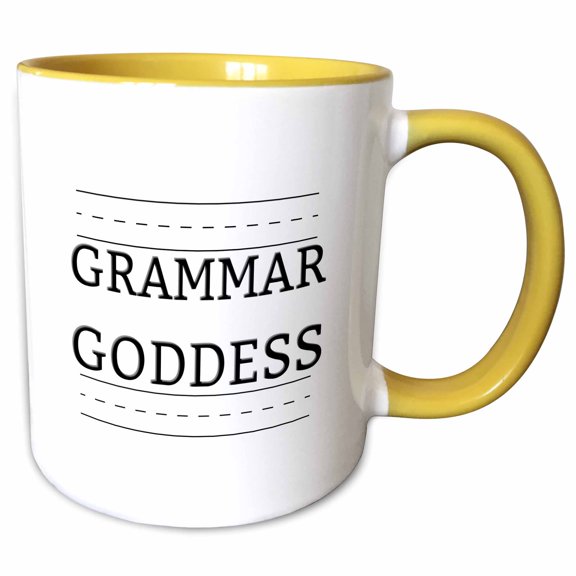 3drose, Image of Grammar Goddess, 11oz Two-tone Yellow Mug