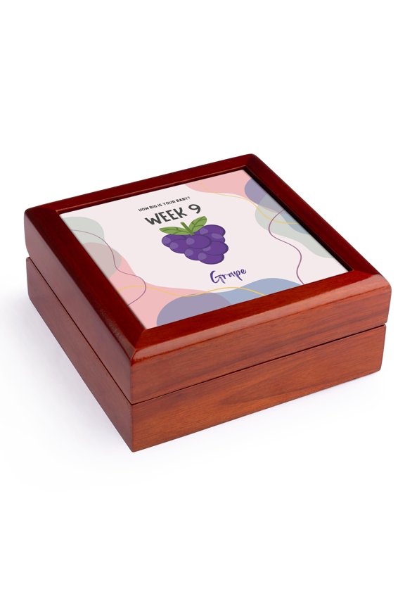 , Image of Grape how big is your baby week 9, Jewelry Box 5.5x5.5 inch with 4 inch tile