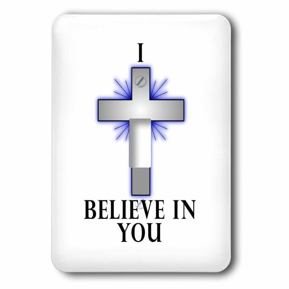 3dRose, Image of I Believe In You With Large Silver Cross, single toggle switch