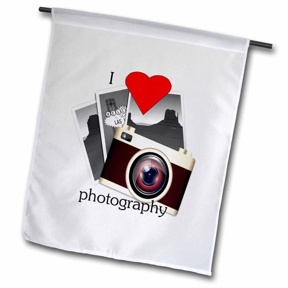 3dRose, Image of I Love Photography With Camera, 12 x 18 inch Garden Flag