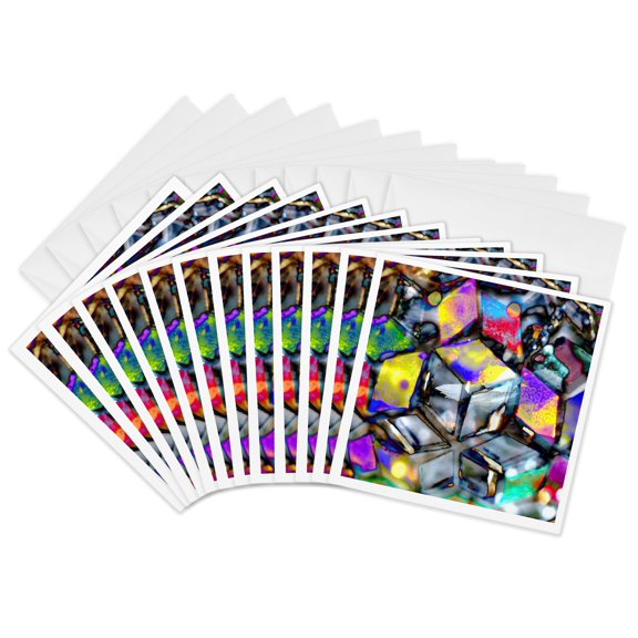 3drose, Image of Ice Cubes Multicolor Painting, 12 Greeting Cards with Envelopes