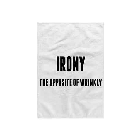 3dRose, Image of Irony The Opposite Of Wrinkly Quote, 15x22 Hand Towel