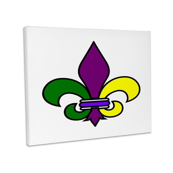 3dRose, Image of Large Fleur De Lis In Purple Yellow And Green For Mardi Gras, Museum Grade Canvas Wrap 10x8