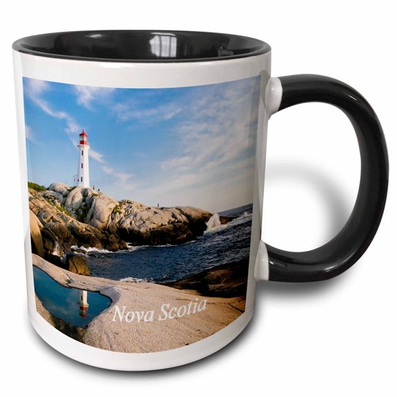 3drose, Image of Lighthouse in Nova Scotia Canada, 11oz Two-tone Black Mug