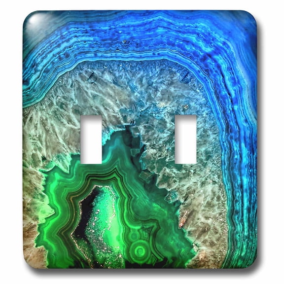 3dRose, Image of Luxury Indigo and Green Marble Agate Gem Mineral Stone , double toggle switch