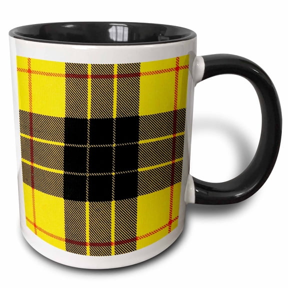3drose, Image of Macleod Clan Kilt Scottish Tartan Plaid Pattern, 11oz Two-tone Black Mug