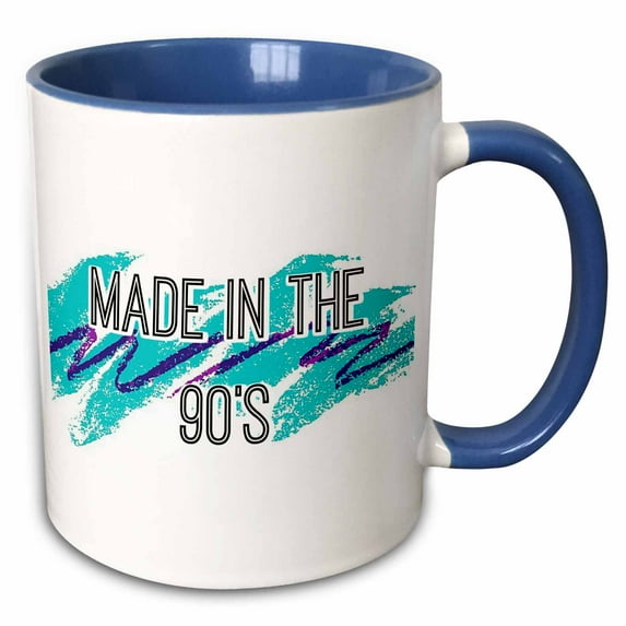 3drose, Image of Made in the 90s Quote, 11oz Two-tone Blue Mug