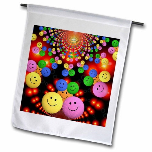 3dRose, Image of Many Multi Colored smiling Faces, 18 x 27 inch Garden Flag