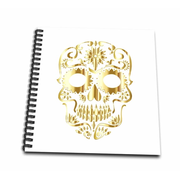 3dRose, Image of Metallic Gold Sugar Skull, Mini Notepad 4 x 4 inch