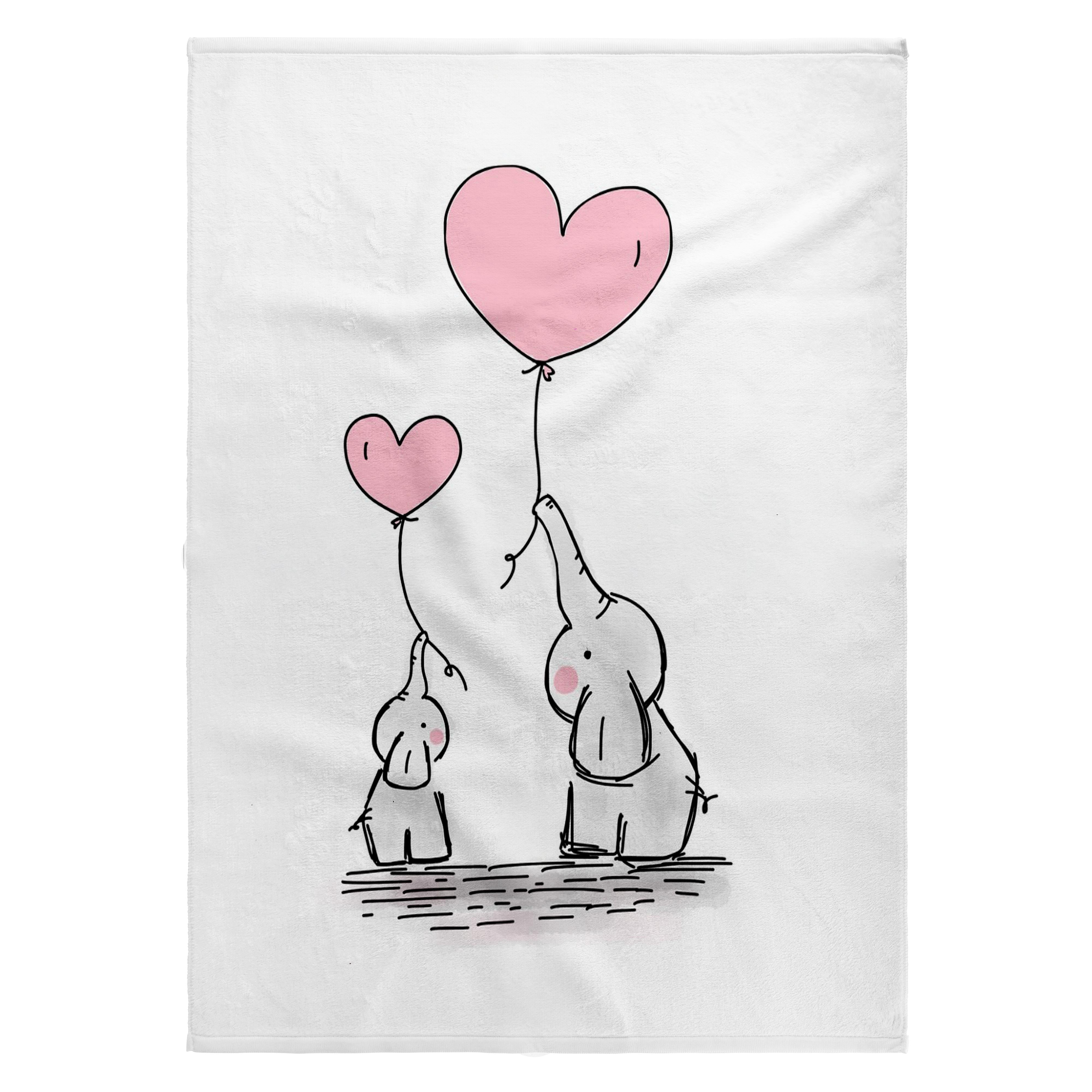 3dRose, Image of Mother And Baby Elephants In Gray And Pink Cartoon, 22x30 Bath Hand Pool Towel