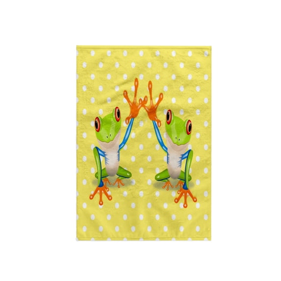 3dRose, Image of Pair Of Cartoon Frogs On Yellow Dots, 15x22 Hand Towel