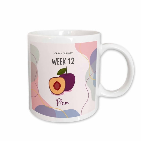 3drose, Image of Plum How Big Is Your Baby Week 12, 11oz Mug