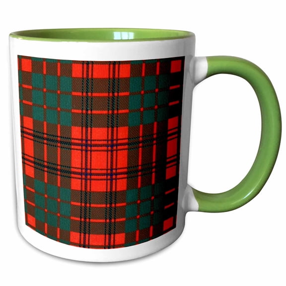 3drose, Image of Ross Clan Kilt Scottish Tartan Plaid Pattern, 11oz Two-tone Green Mug