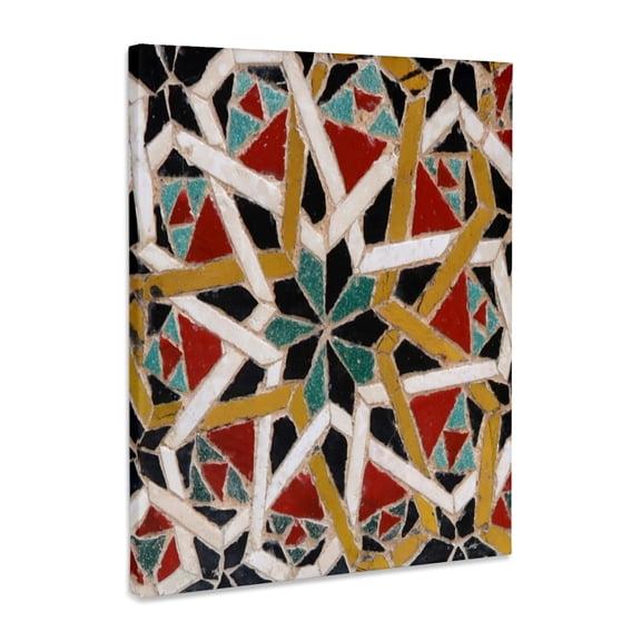 3dRose, Image of Red Blue Yellow Decorative Mediterranean style Moroccan Tile, Museum Grade Canvas Wrap 11x14
