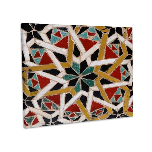 3dRose, Image of Red Blue Yellow Decorative Mediterranean style Moroccan Tile, Museum Grade Canvas Wrap 14x11