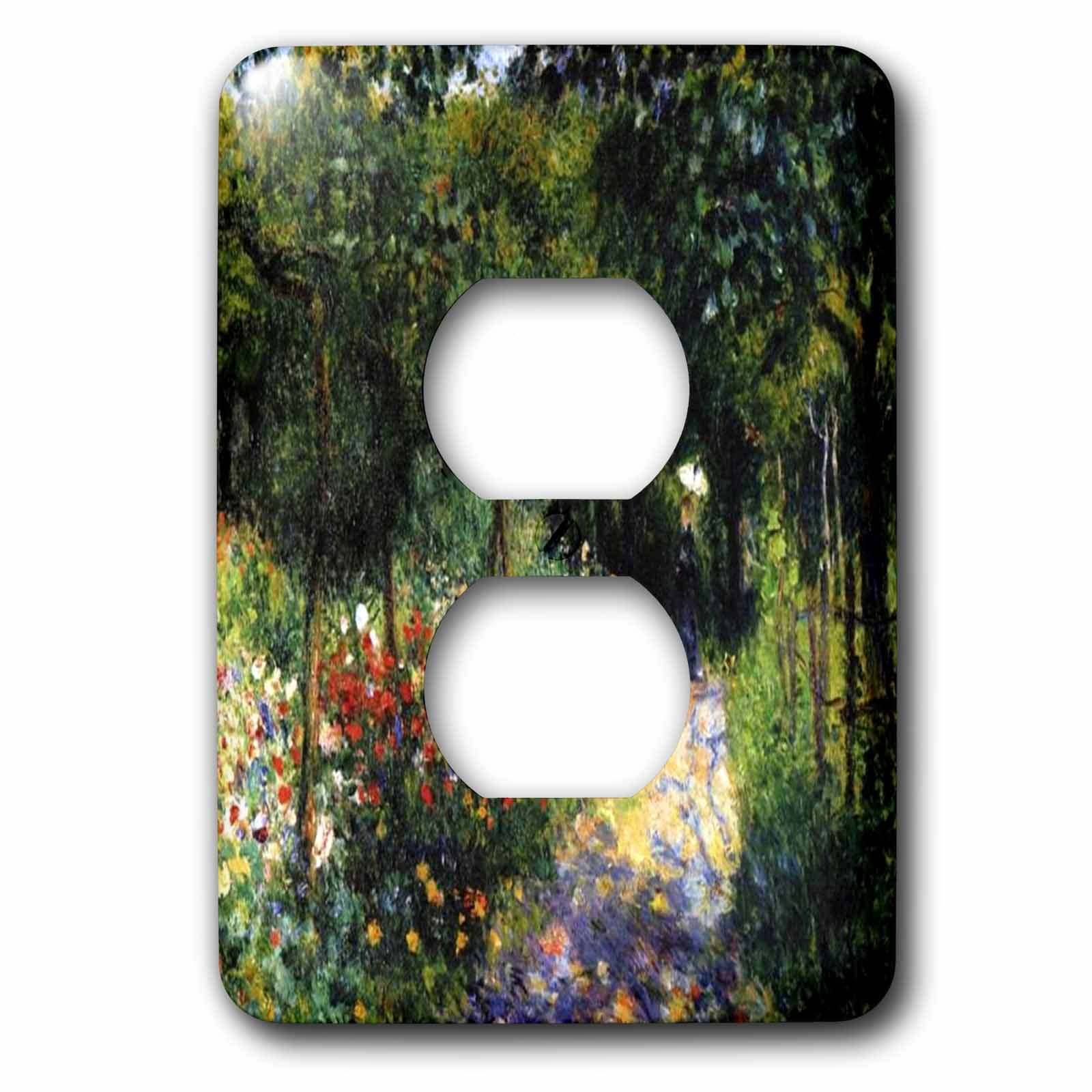 3dRose, Image of Renoir Woman At The Garden Trees And Flowers, 2 plug outlet cover