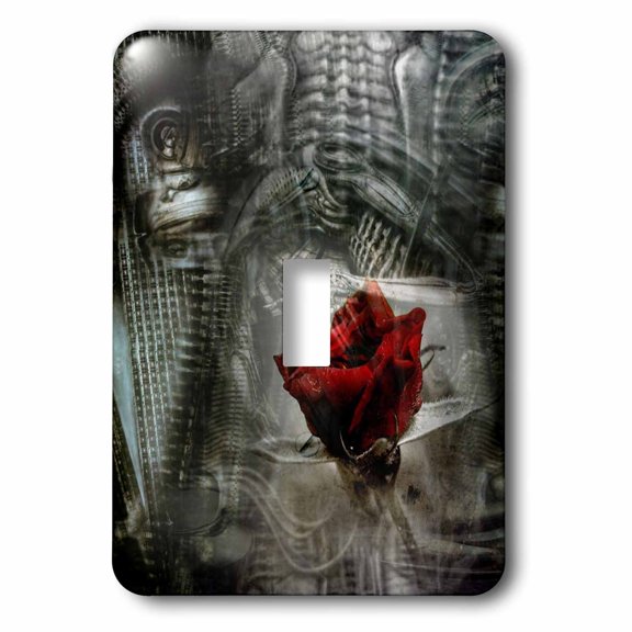 3dRose, Image of Steampunk Metal With Red Rose, single toggle switch