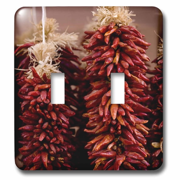 3dRose, Image of Strings of Chili Peppers, New Mexico, Santa Fe, double toggle switch