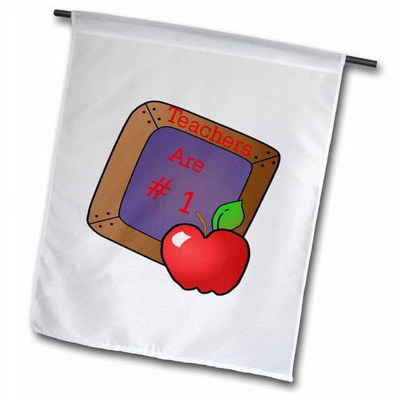 3dRose, Image of Teachers R Number 1 On Chalkboard With Apple, 12 x 18 inch Garden Flag