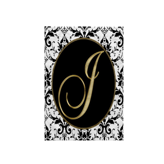 3dRose, Image of The Script Letter J in Black White and Gold, 15x22 Hand Towel