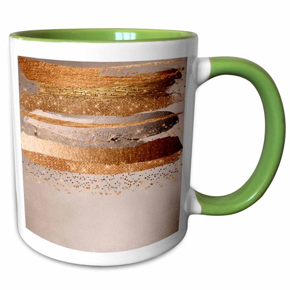 3drose, Image of Trend Gold Copper Strokes on Shiny Gold Elegant Texture, 11oz Two-tone Green Mug