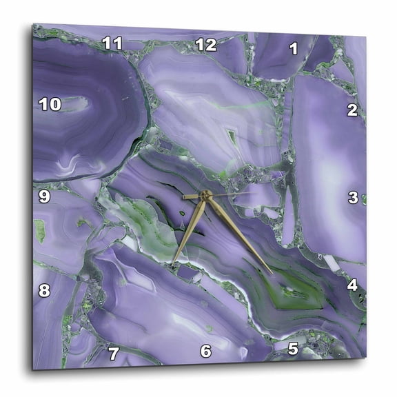 3drose, Image of Trendy Luxury Dark Purple Violet Quartz Malachite Agate Geode, 10x10 Wall Clock