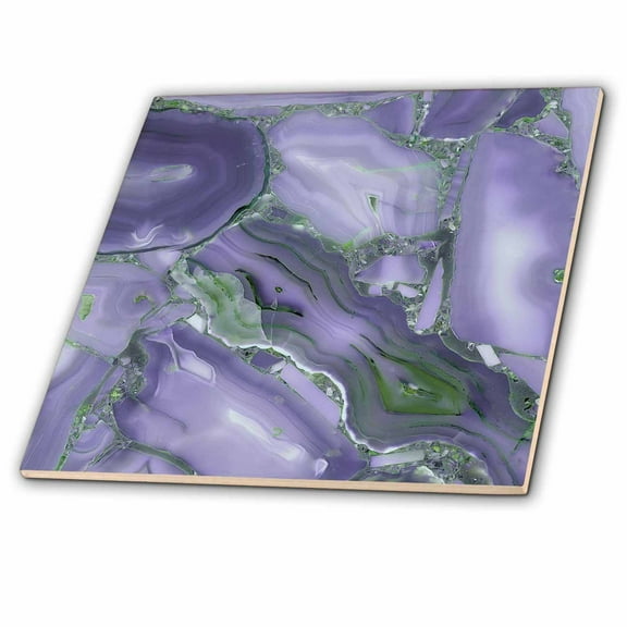 3dRose, Image of Trendy Luxury Dark Purple Violet Quartz Malachite Agate Geode, 4 Inch Ceramic Tile