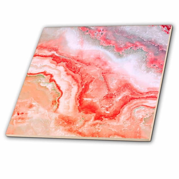 3dRose, Image of Trendy Luxury Pink Rose gold Quartz Gray Gemstone Agate Geode, 8 Inch Glass Tile