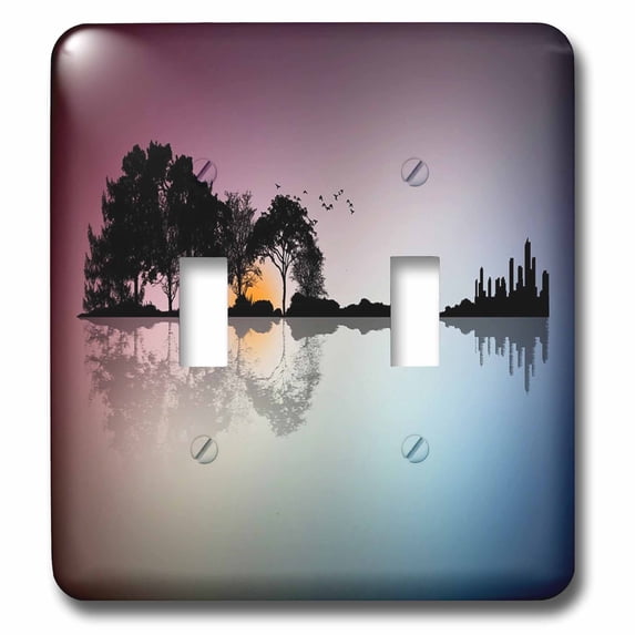 3dRose, Image of Unique Waterscape Forms Guitar Silhouette, double toggle switch