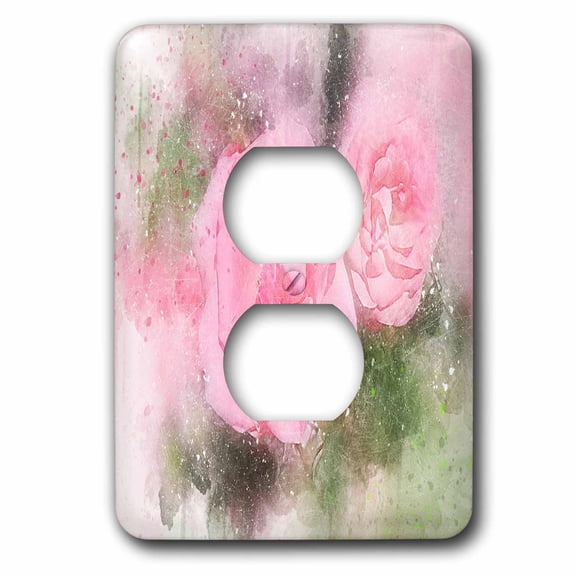 3dRose, Image of Watercolor Of Two Pink Roses In Closeup, 2 plug outlet cover