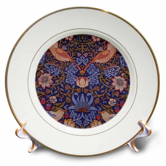 3dRose, Image of William Morris Strawberry Thief With Birds , 8 inch Porcelain Plate