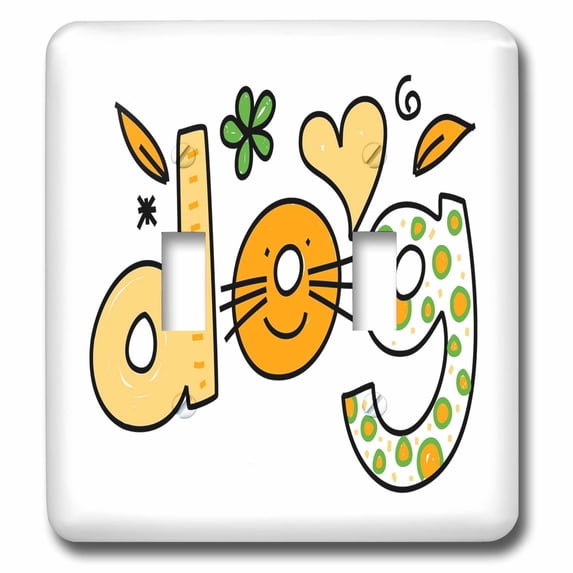 3dRose, Image of Word Dog Spelled Out With Whiskers and Heart, double toggle switch