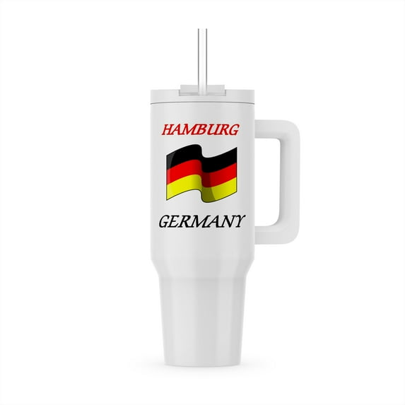 Image Of Words Hamburg Germany With Waving Flag, 40oz Tumbler