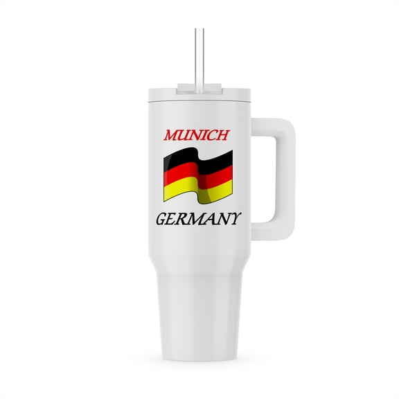 Image Of Words Munich Germany With Wavy Flag, 40oz Tumbler