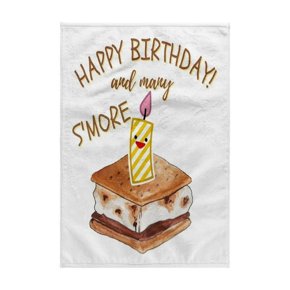3dRose, Image of a Smore with Text of Happy Birthday, 15x22 Hand Towel