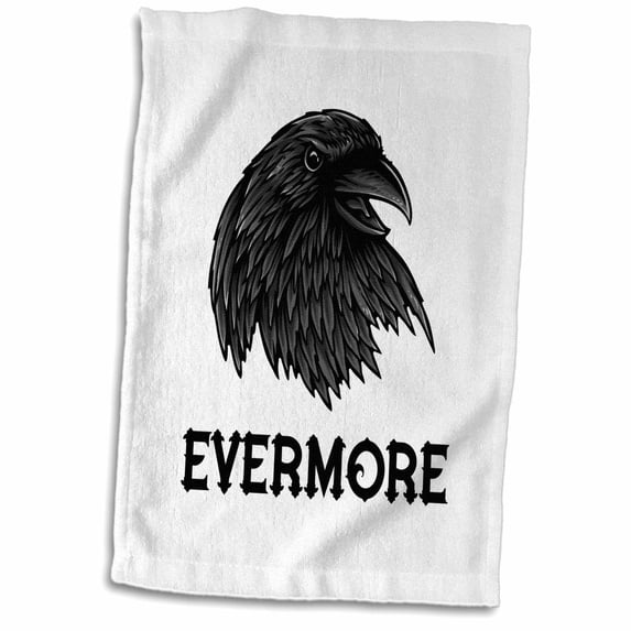 3dRose Image of a black raven head. A text Evermore. Funny decorative design - Towel, 15 by 22-inch (twl_295034_1)