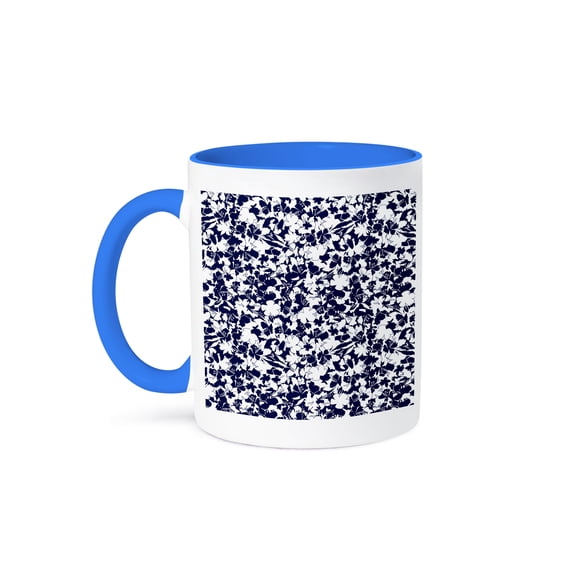 3dRose, Image of a navy blue and white flowers. Decorative pattern or texture, 15oz Two-Tone Blue Mug