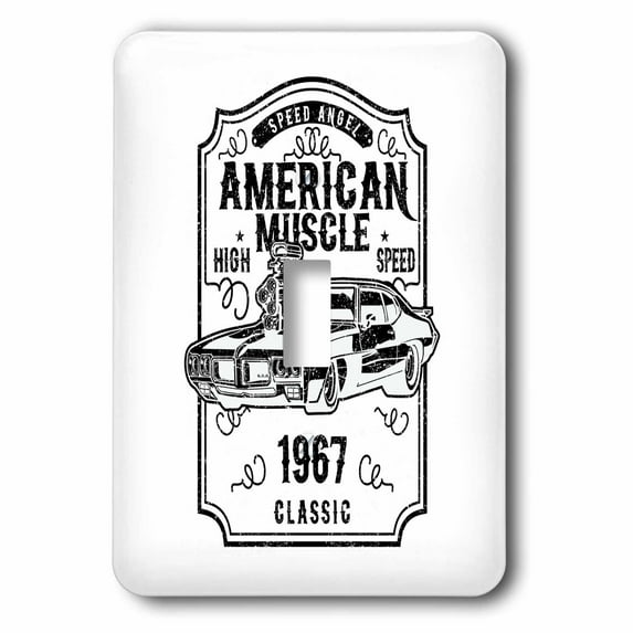 3dRose, Image of a vintage hot rod car. American muscle. High speed. On white, single toggle switch