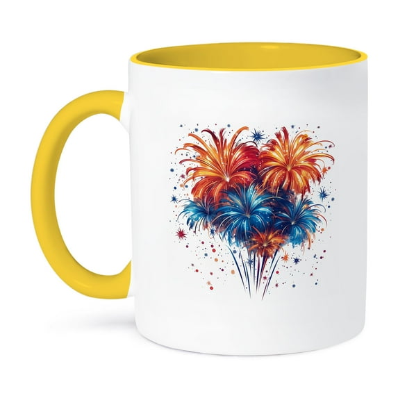 3drose, Image of Colorful Mardi Gras Festival Fireworks, Amazing Gift for All, 11oz Two-tone Yellow Mug
