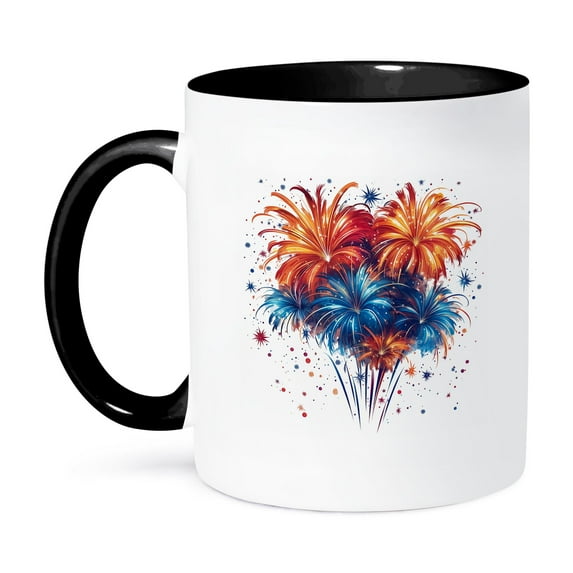 3drose, Image of Colorful Mardi Gras Festival Fireworks, Amazing Gift for All, 15oz Two-tone Black Mug