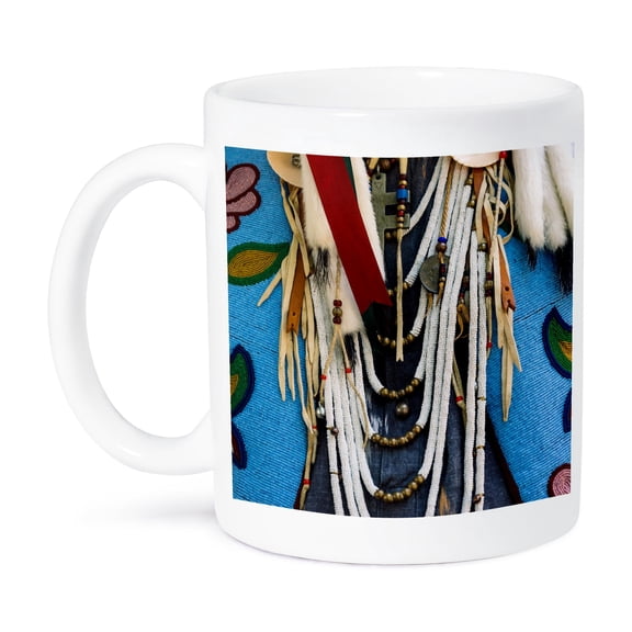 3dRose, Image of elements, beads, decorations of a native American costume, 15oz Mug