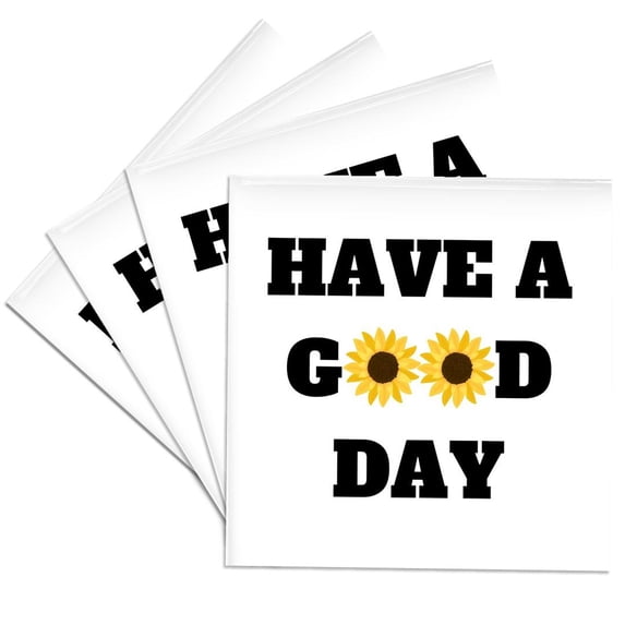 3drose, Image of Quote About Have a Good Day with Sunflower, Set of 4 Ceramic Tile Coasters